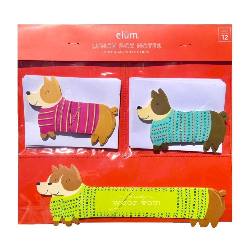 Elum Dogs with Sweater Lunch Box Pint-Sized Note Cards, 12 ct